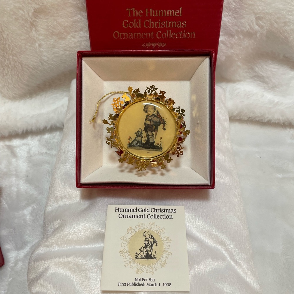 Collectible Vintage Hummel “Not For You” Christmas Ornament 24K Gold Finish